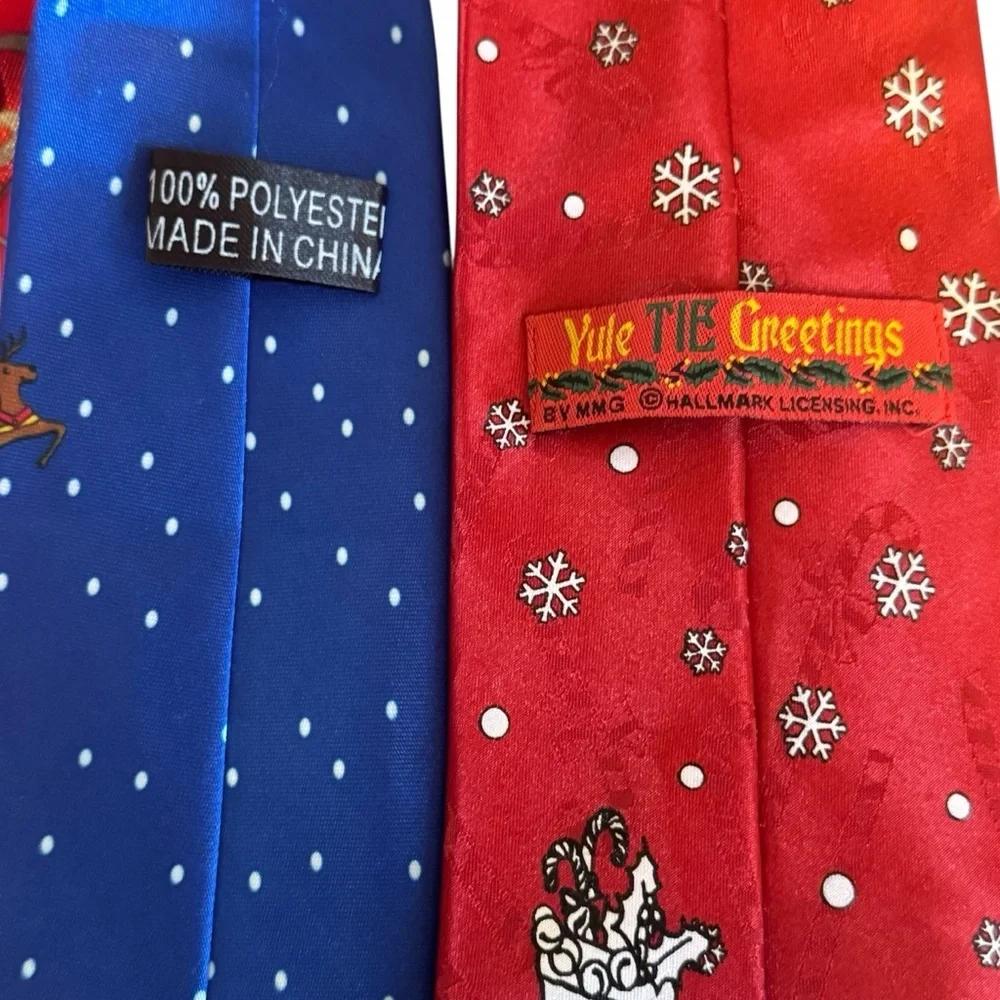 Ho ho ho Five men’s Christmas holiday ties joy snowman sleigh Santa Claus